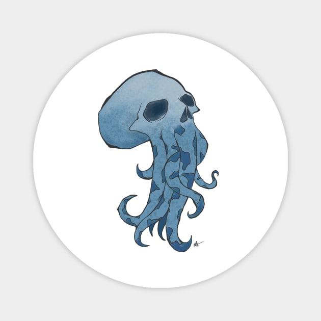 Skull Octopus Magnet by randamuART